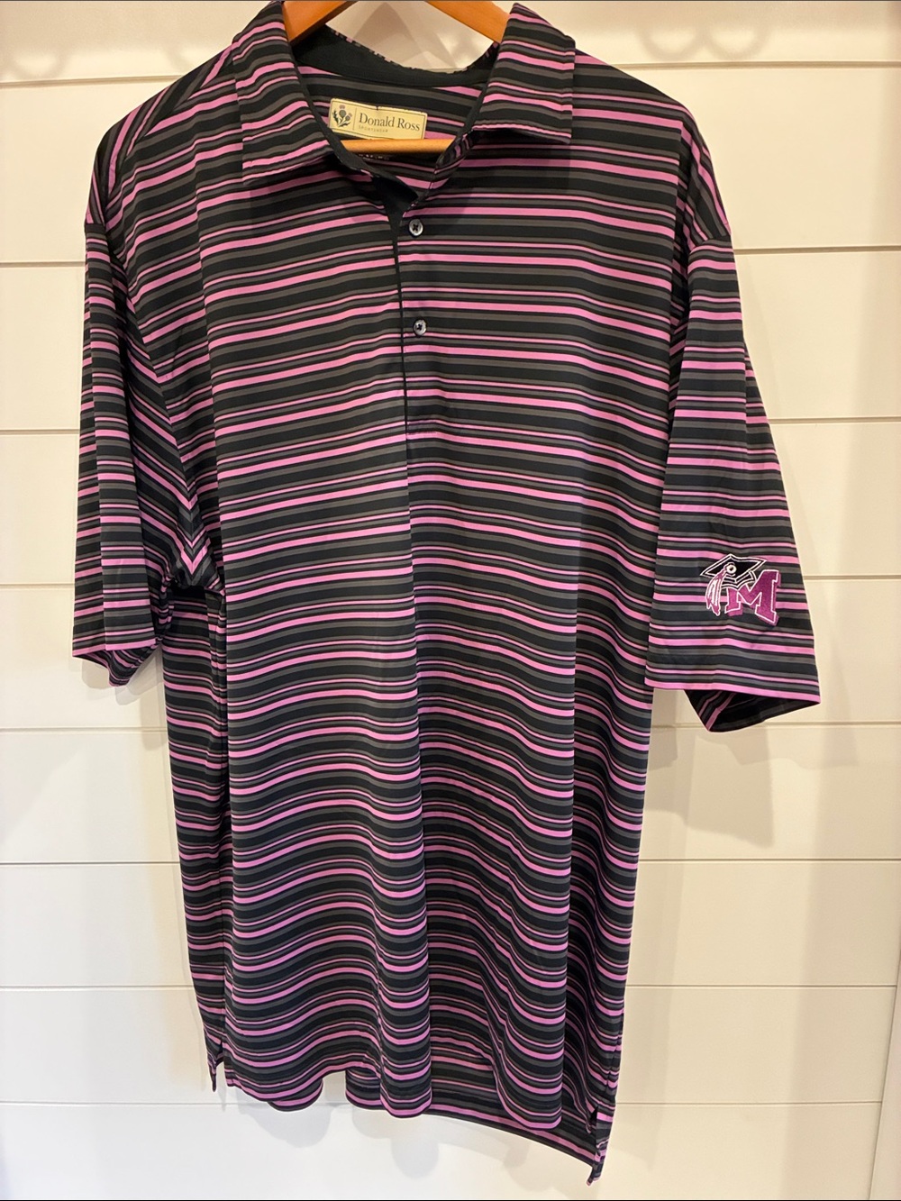 Donald Ross Men's Black & Pink Striped Polo
